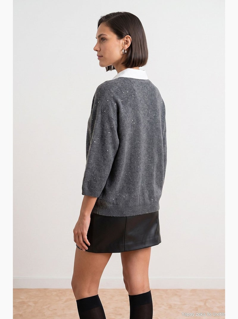 Maglione in maglia donna dilvin Grigio nero - Kiabi