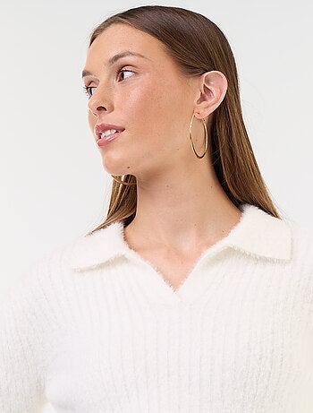 Maglione in maglia effetto peluche con collo polo
