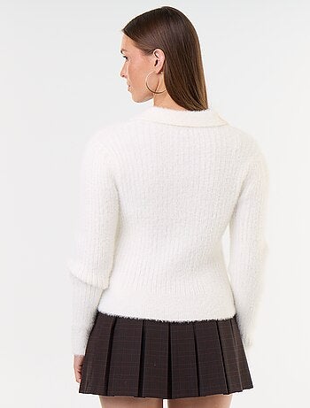 Maglione in maglia effetto peluche con collo polo