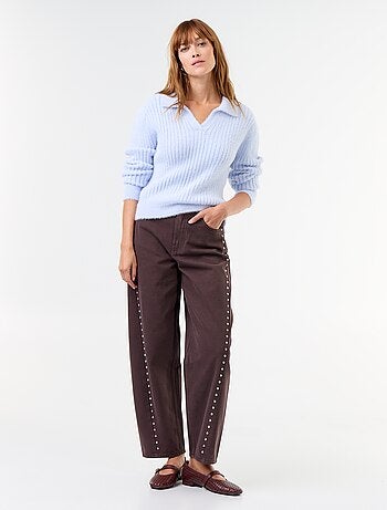 Maglione in maglia effetto peluche con collo polo