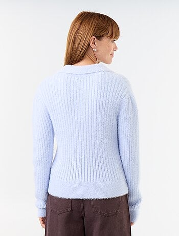 Maglione in maglia effetto peluche con collo polo
