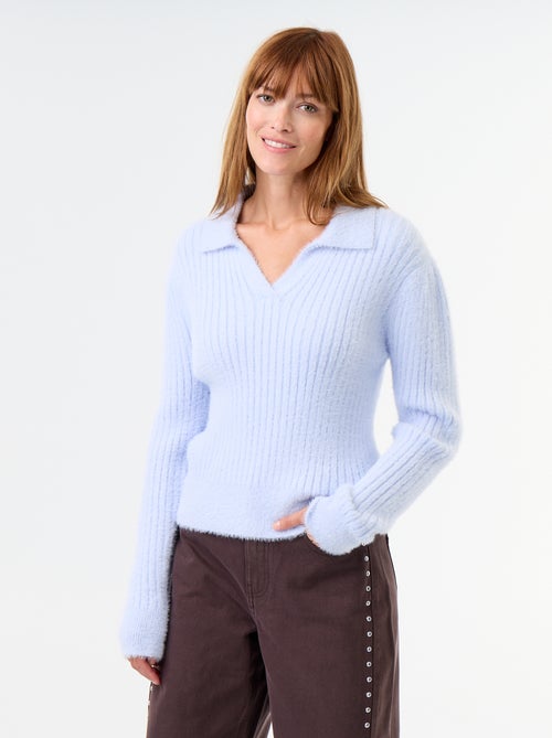 Maglione in maglia effetto peluche con collo polo - Kiabi