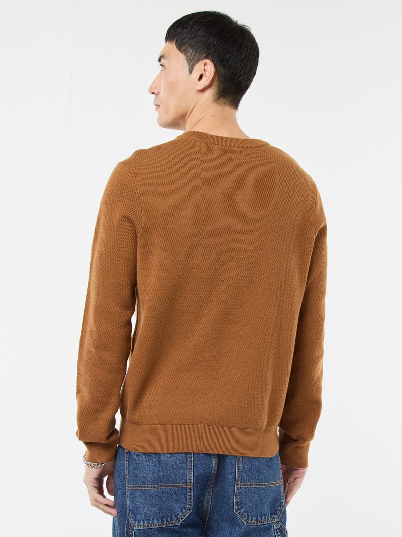 Maglione in maglia fantasia a girocollo Marrone - Kiabi