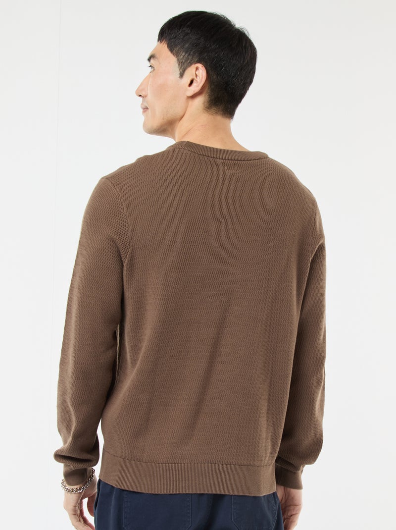 Maglione in maglia fantasia a girocollo Marrone - Kiabi