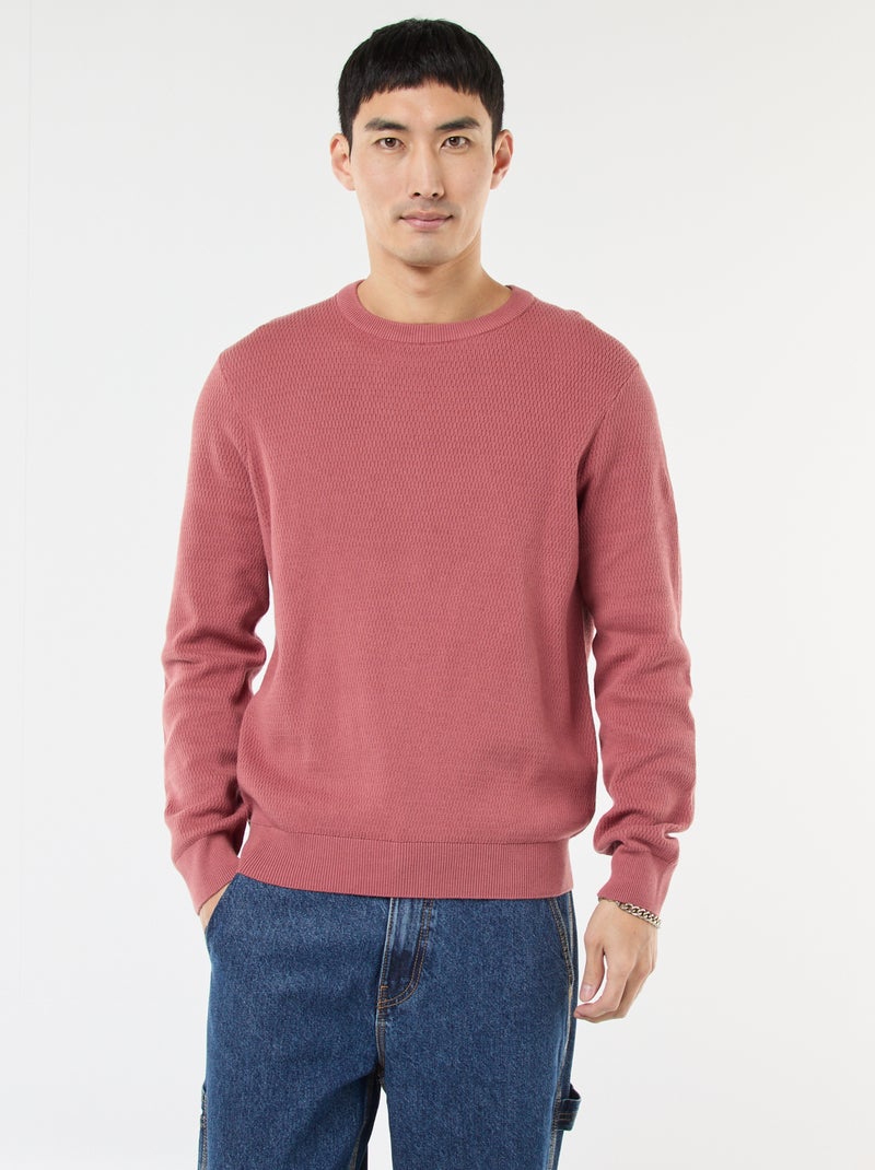 Maglione in maglia fantasia a girocollo Rosa - Kiabi