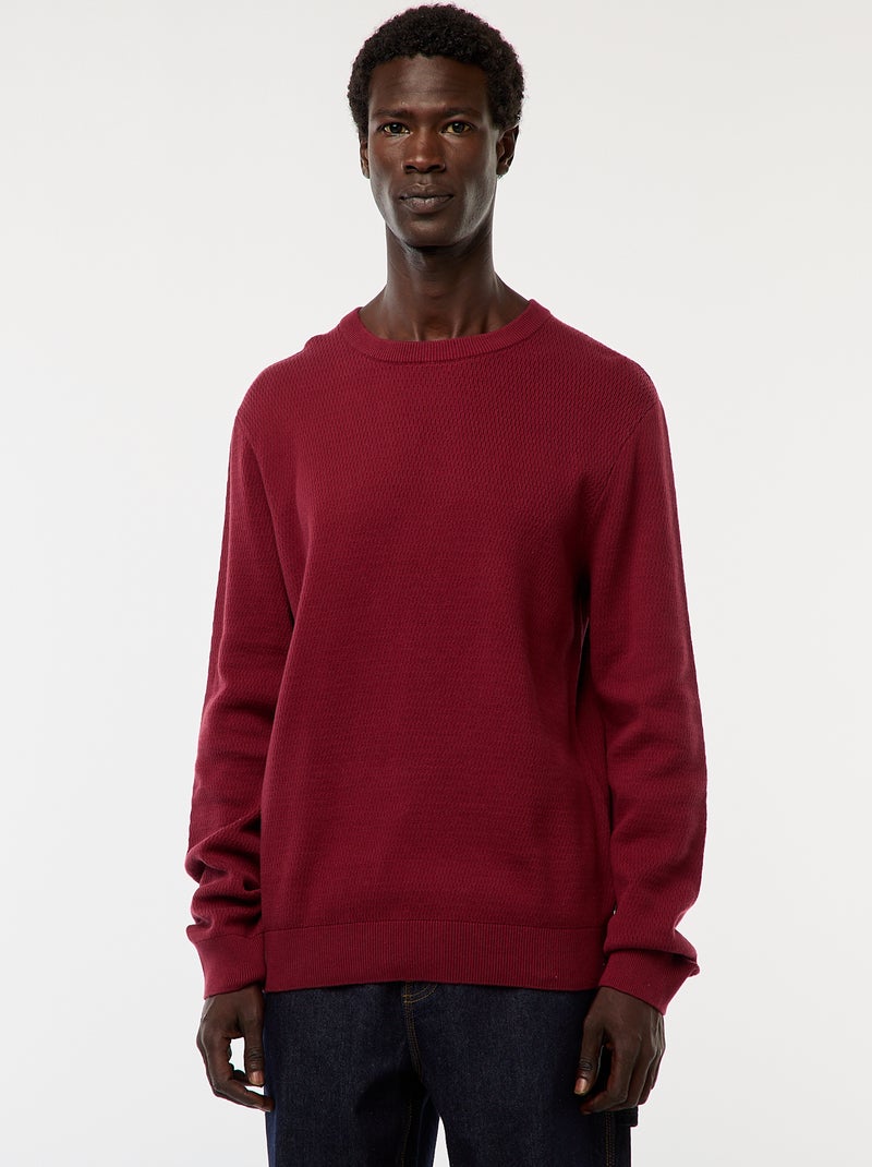 Maglione in maglia fantasia a girocollo Rosso - Kiabi