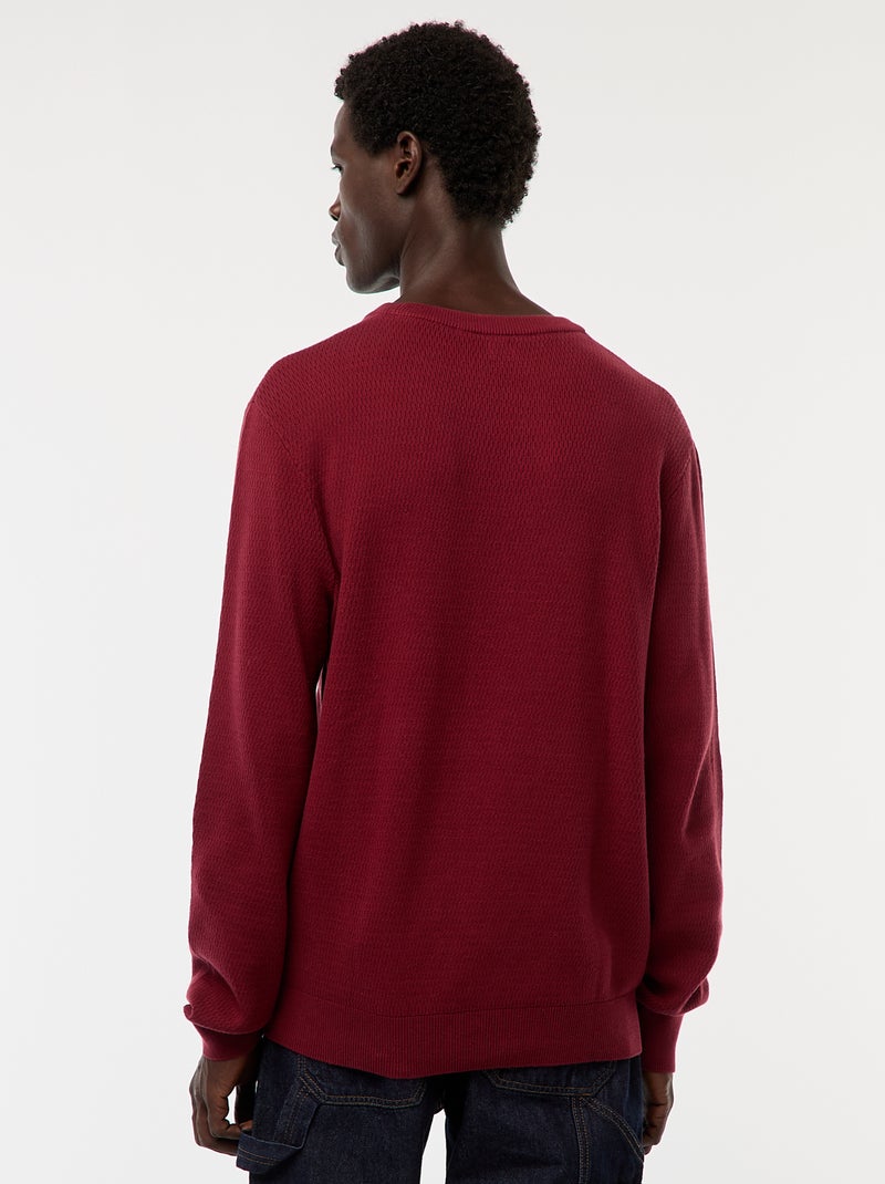 Maglione in maglia fantasia a girocollo Rosso - Kiabi