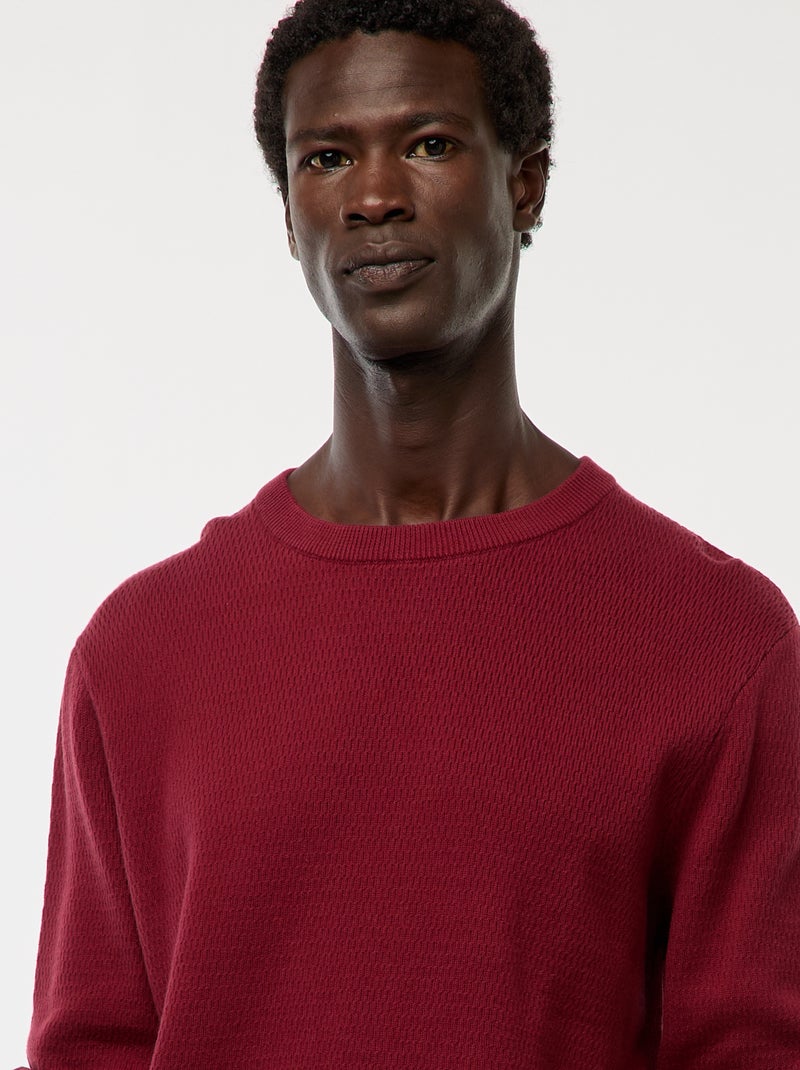 Maglione in maglia fantasia a girocollo Rosso - Kiabi