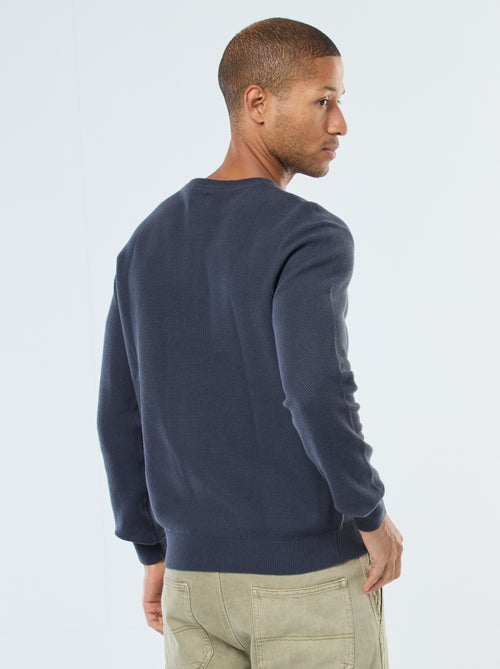 Maglione in maglia fantasia con collo rotondo abbottonato - Kiabi