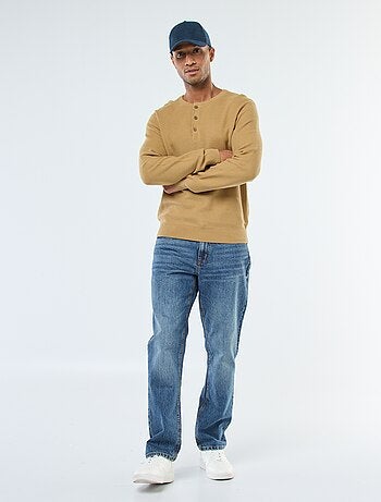 Maglione in maglia fantasia con collo rotondo abbottonato