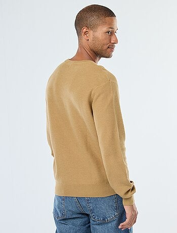 Maglione in maglia fantasia con collo rotondo abbottonato