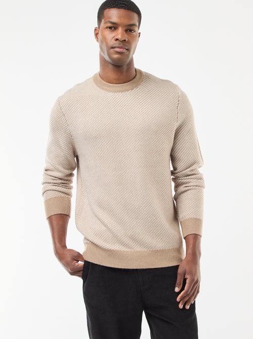 Maglione in maglia fantasia con collo rotondo - Kiabi