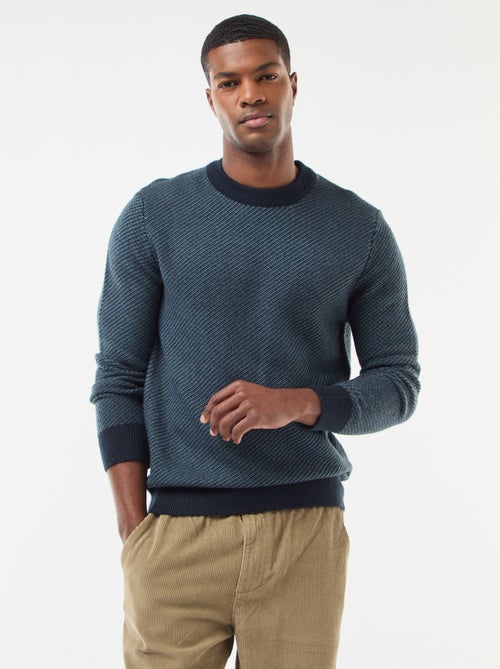 Maglione in maglia fantasia con collo rotondo - Kiabi