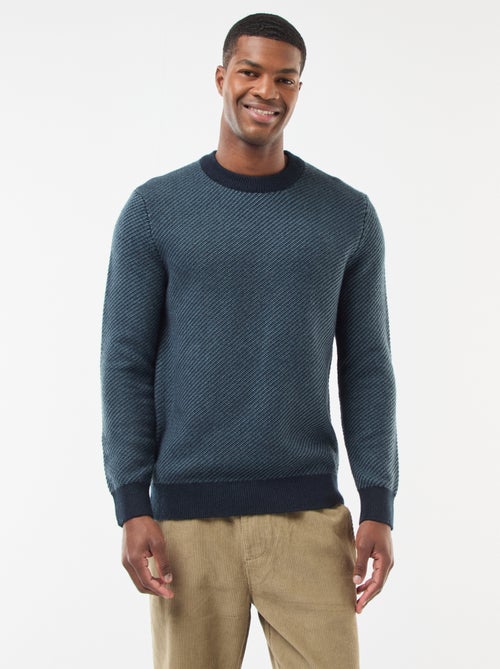 Maglione in maglia fantasia con collo rotondo - Kiabi