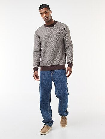 Maglione in maglia fantasia con collo rotondo