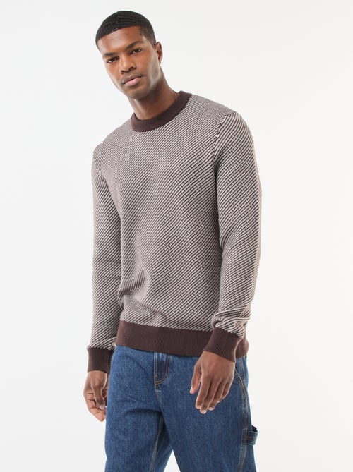 Maglione in maglia fantasia con collo rotondo - Kiabi