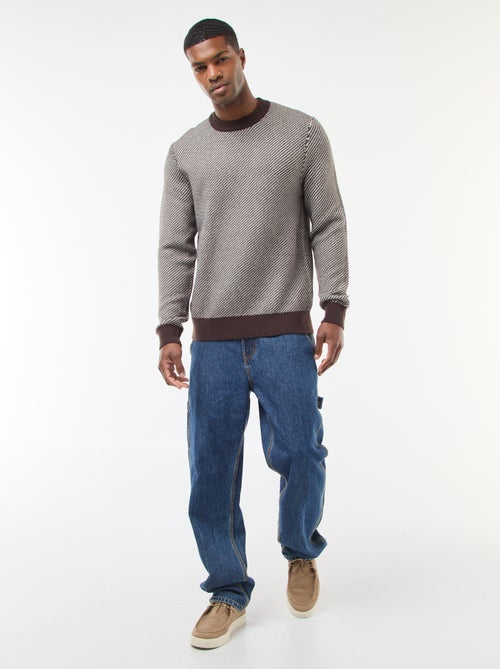 Maglione in maglia fantasia con collo rotondo - Kiabi