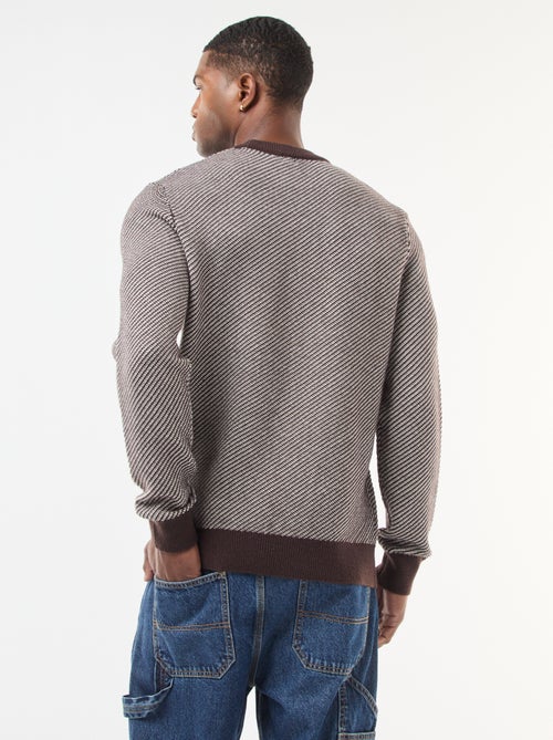 Maglione in maglia fantasia con collo rotondo - Kiabi