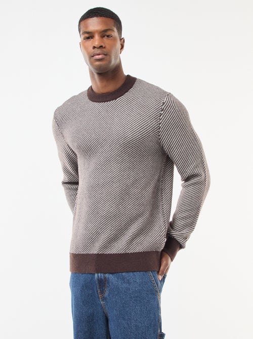 Maglione in maglia fantasia con collo rotondo - Kiabi