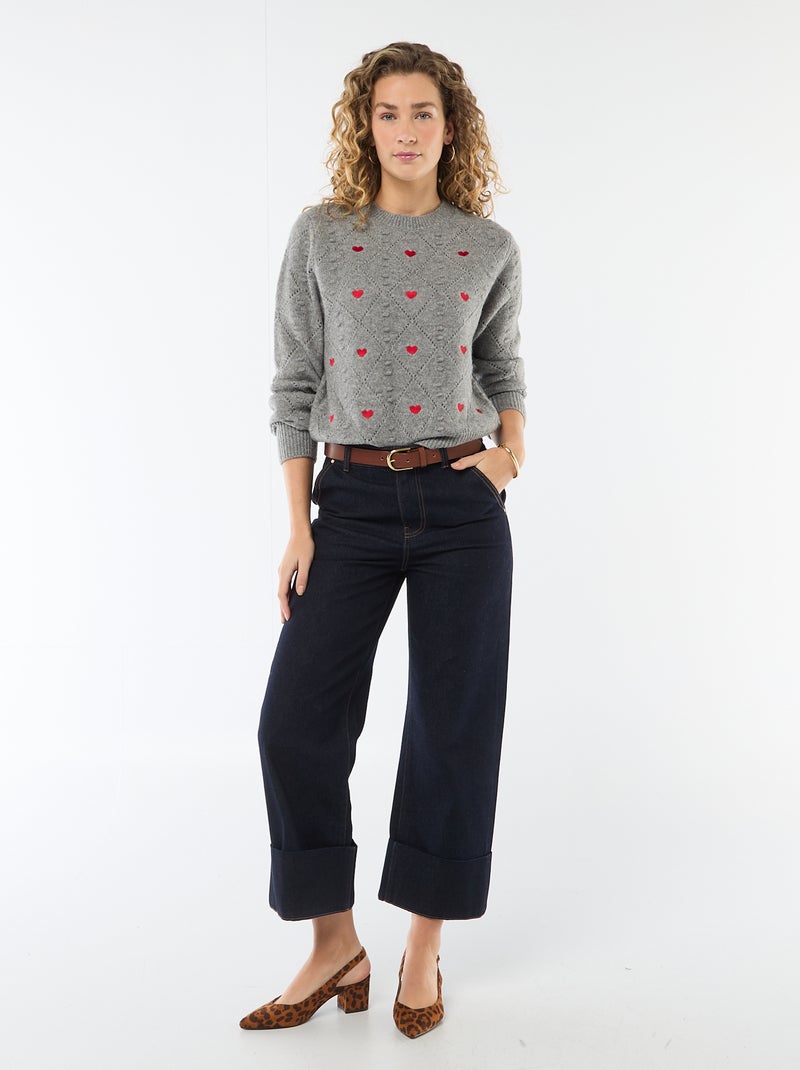 Maglione in maglia fantasia Grigio - Kiabi