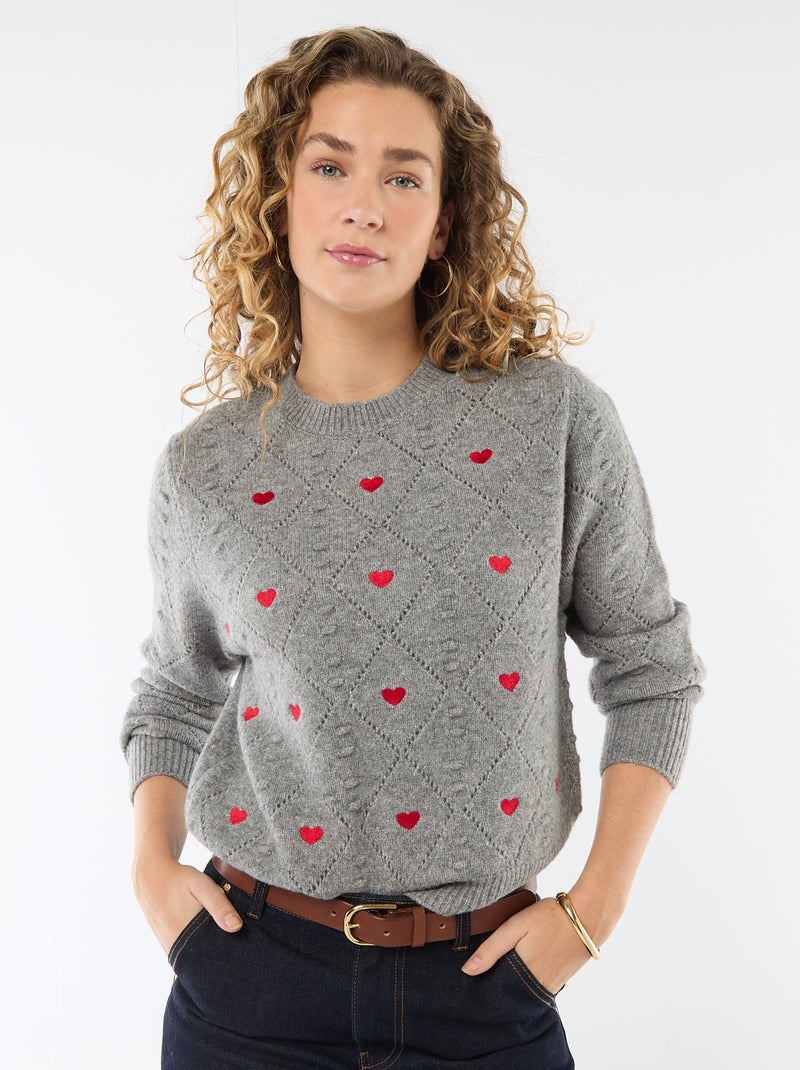 Maglione in maglia fantasia Grigio - Kiabi