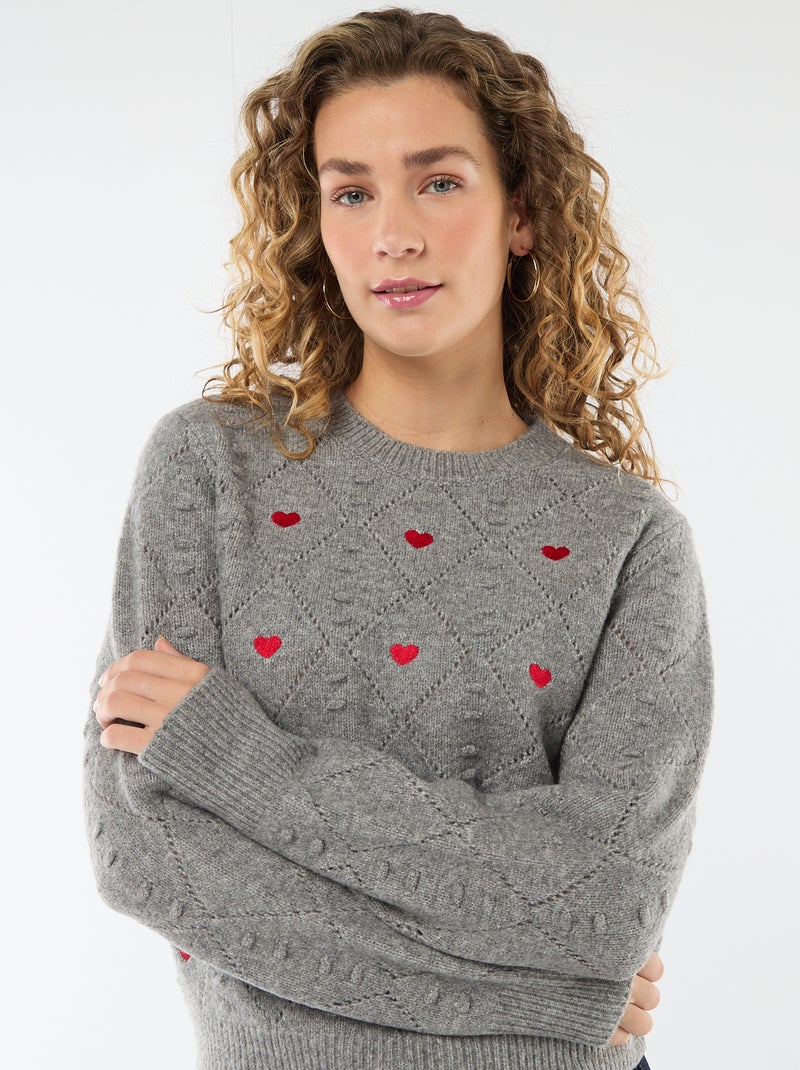 Maglione in maglia fantasia Grigio - Kiabi