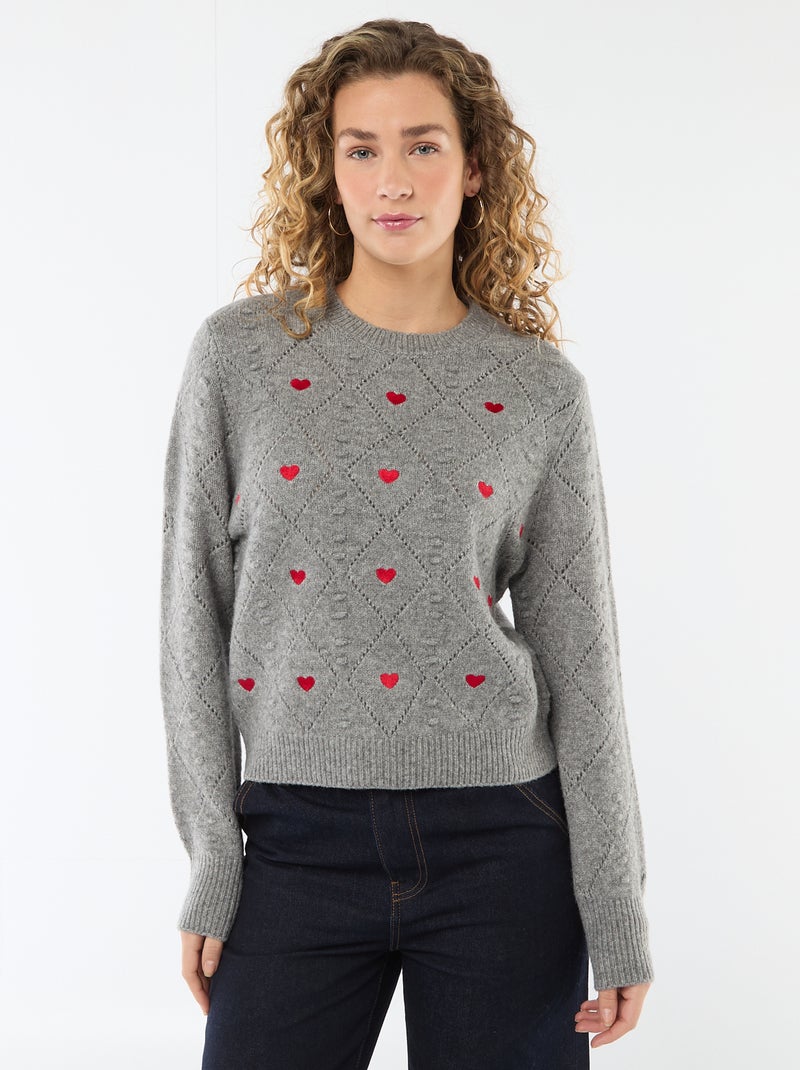 Maglione in maglia fantasia Grigio - Kiabi