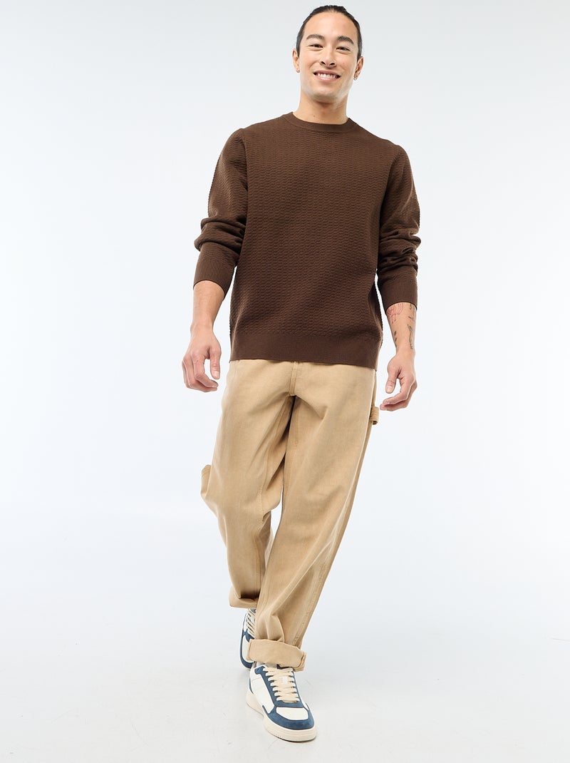 Maglione in maglia fantasia Marrone - Kiabi