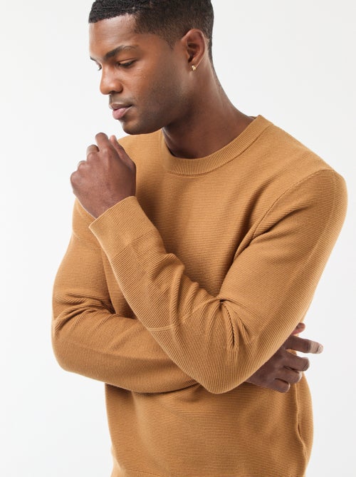 Maglione in maglia fine a tinta unita con collo rotondo - Kiabi