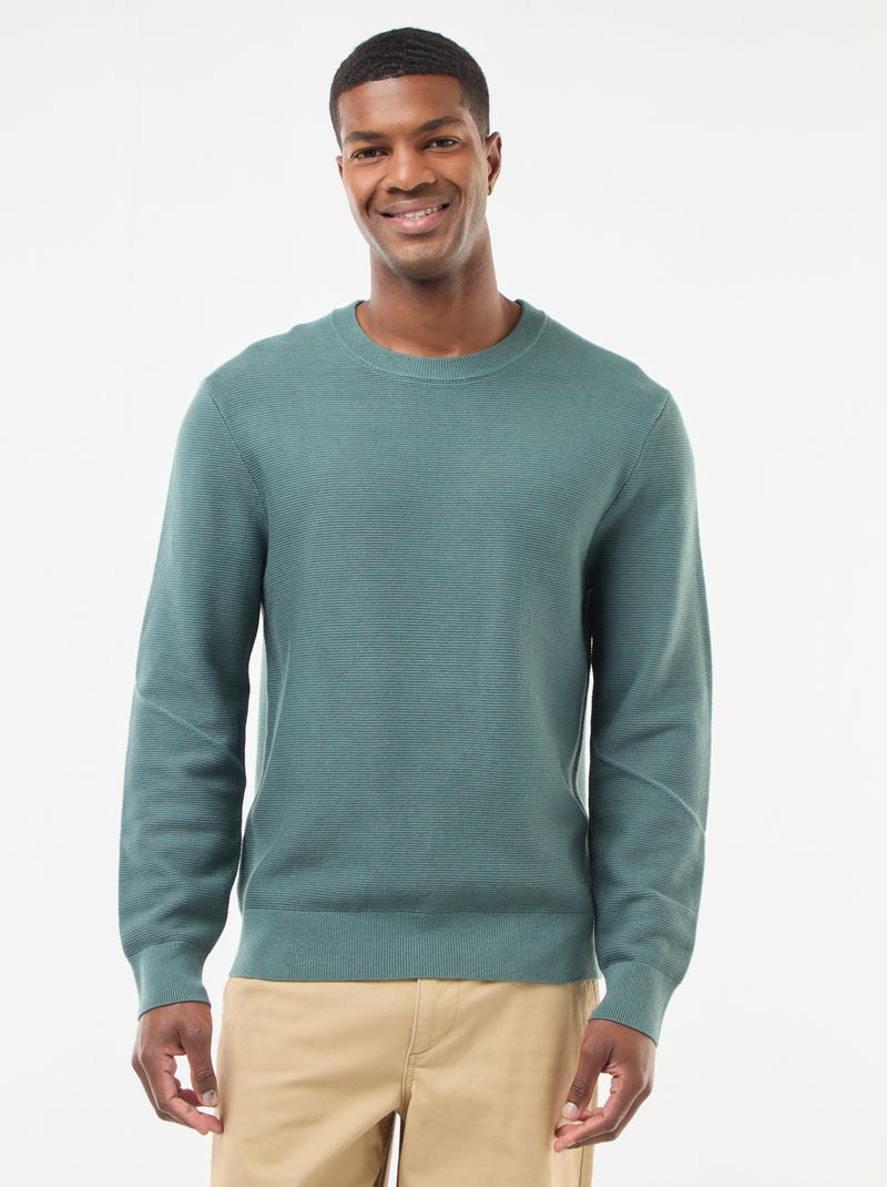 Maglione In Maglia Fine A Tinta Unita Con Scollo Rotondo - Verde - Uomo - 20.00 - Foto 6