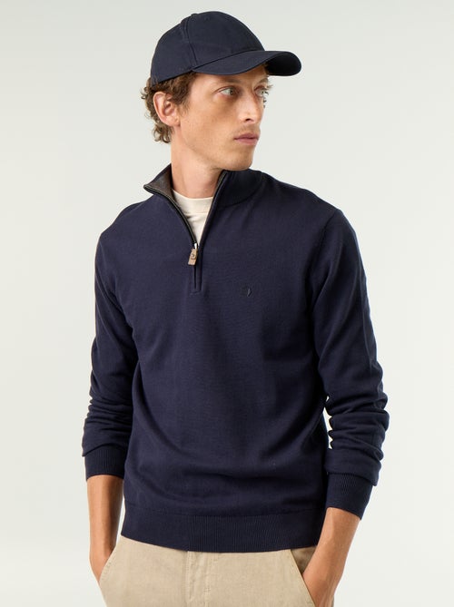 Maglione in maglia fine con collo alto a cerniera - Kiabi