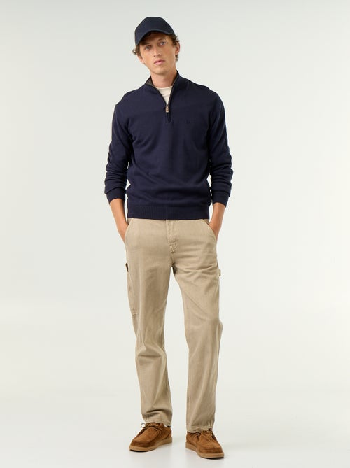 Maglione in maglia fine con collo alto a cerniera - Kiabi