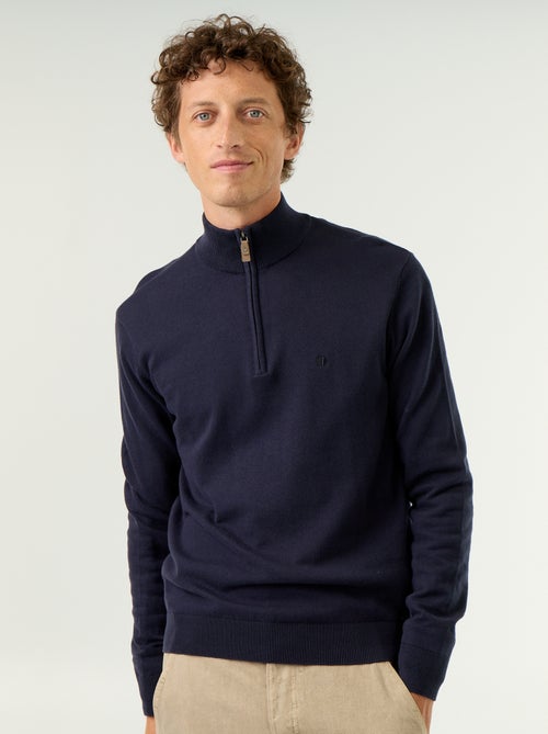 Maglione in maglia fine con collo alto a cerniera - Kiabi