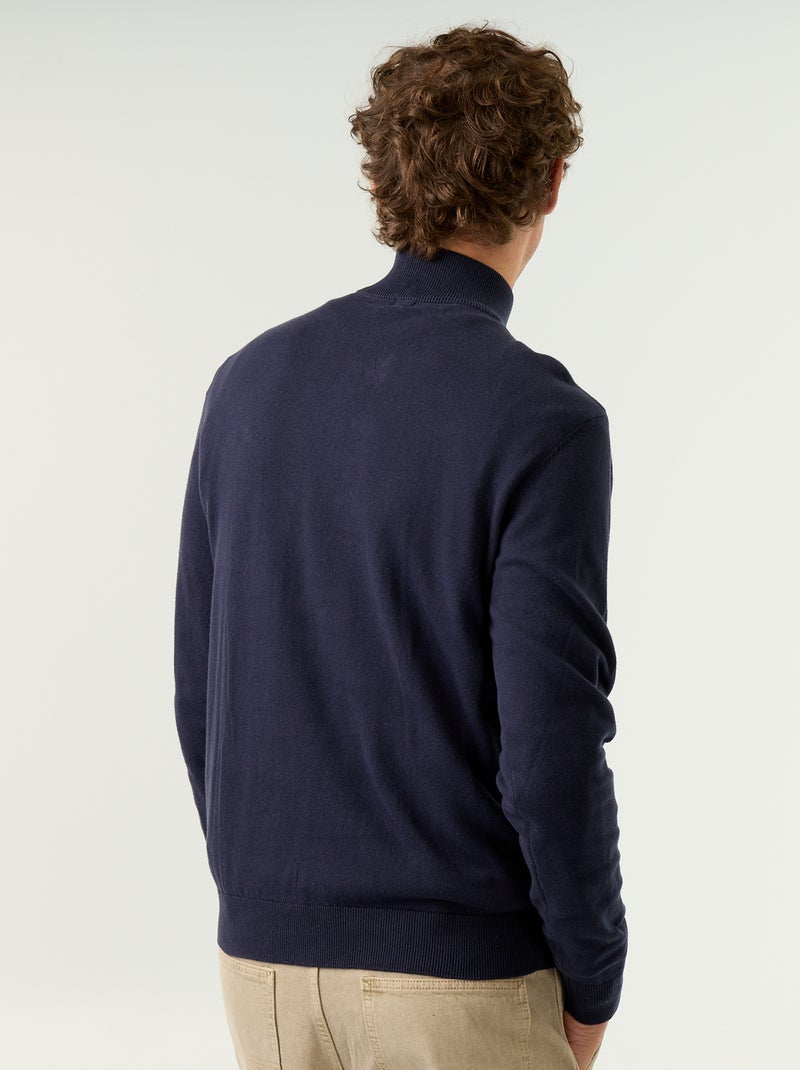 Maglione in maglia fine con collo alto a cerniera Blu - Kiabi