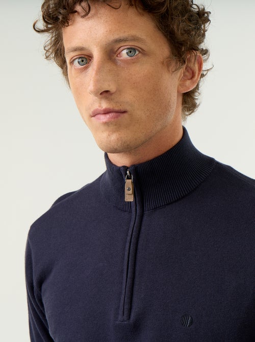 Maglione in maglia fine con collo alto a cerniera - Kiabi