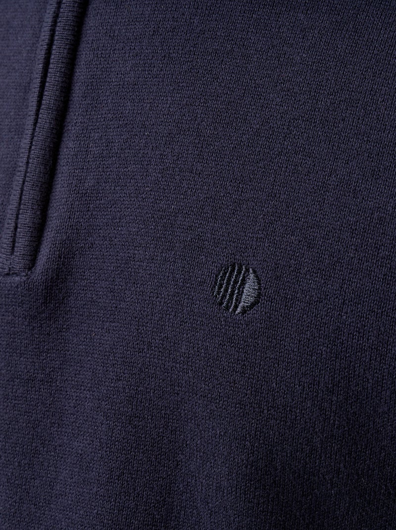Maglione in maglia fine con collo alto a cerniera Blu - Kiabi