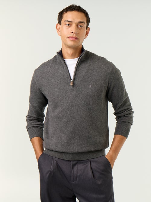 Maglione in maglia fine con collo alto a cerniera - Kiabi