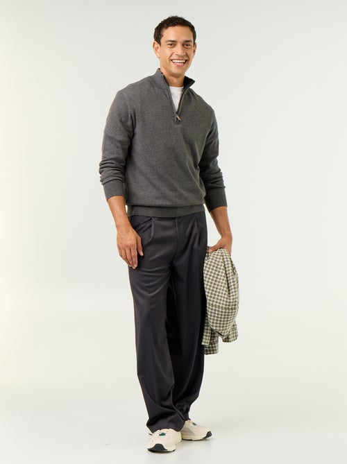 Maglione in maglia fine con collo alto a cerniera - Kiabi