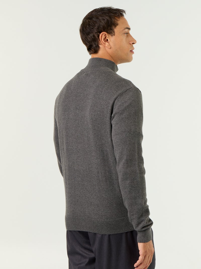 Maglione in maglia fine con collo alto a cerniera Grigio - Kiabi