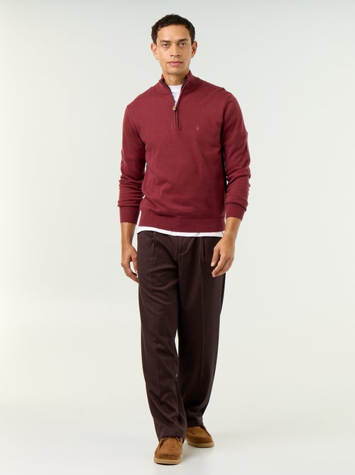 Maglione in maglia fine con collo alto a cerniera - Kiabi