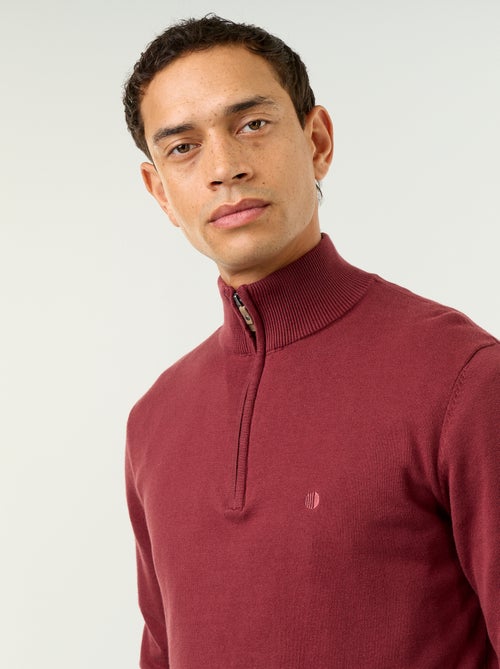 Maglione in maglia fine con collo alto a cerniera - Kiabi