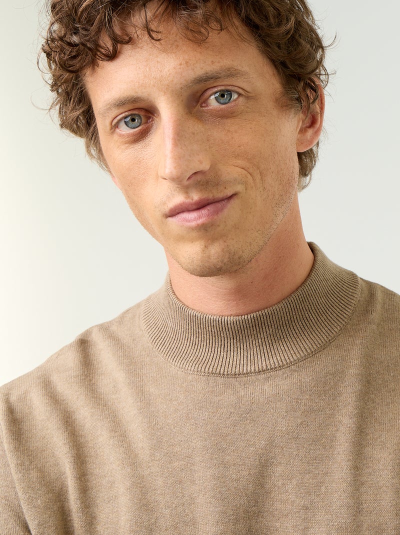 Maglione in maglia fine con collo alto Marrone - Kiabi