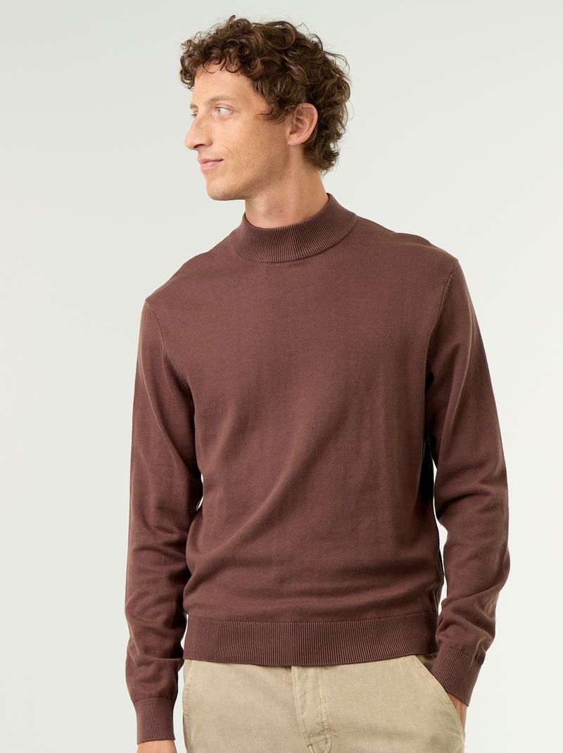 Maglione in maglia fine con collo alto Marrone - Kiabi