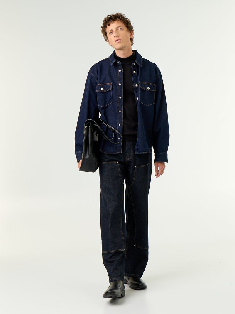 Maglione in maglia fine con collo alto Nero - Kiabi