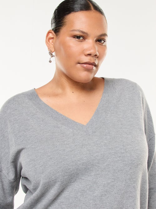 Maglione in maglia fine con scollo a V - Kiabi