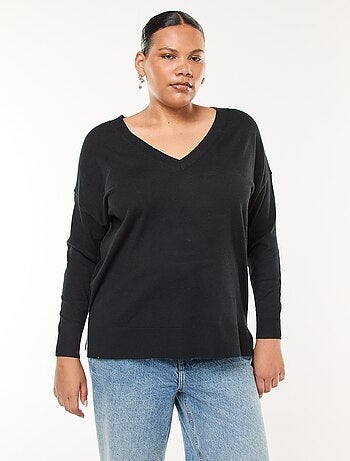 Maglione in maglia fine con scollo a V