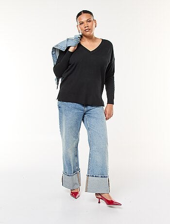 Maglione in maglia fine con scollo a V