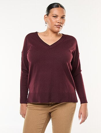 Maglione in maglia fine con scollo a V