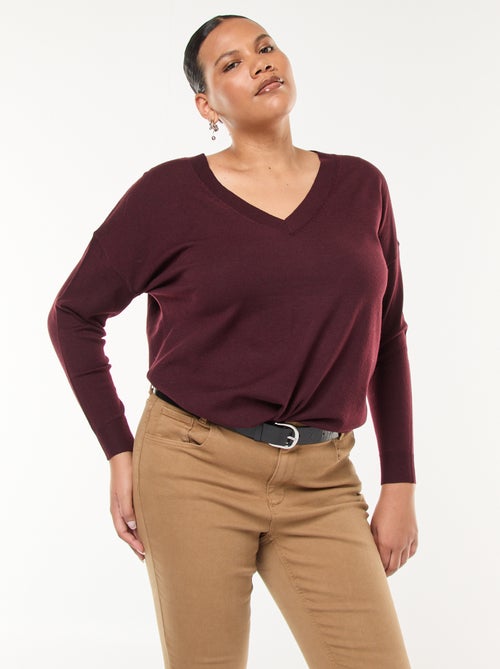 Maglione in maglia fine con scollo a V - Kiabi