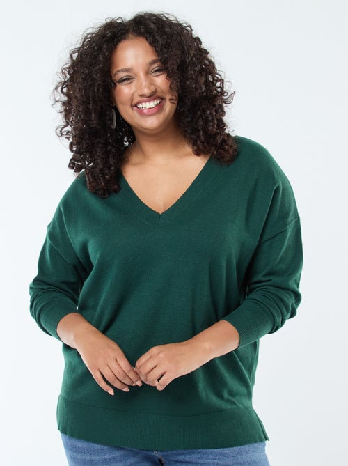 Maglione in maglia fine con scollo a V - Kiabi